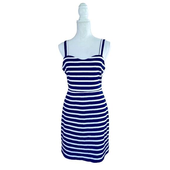OLD NAVY MARINER NAUTICAL STRIPE SLEEVELESS MIDI DRESS SIZE M - Picture 1 of 14